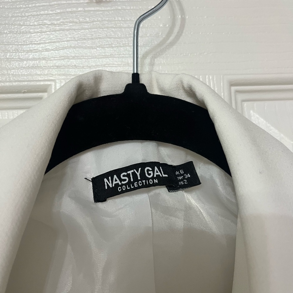 NASTY GAL White‎ Fringe oversized Blazer size 2 - Picture 7 of 11